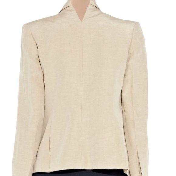 THEYSKENS’ THEORY Women’s Slub Linen/Silk Blend Open Front Blazer Tan Size 2/36 - Picture 4 of 14